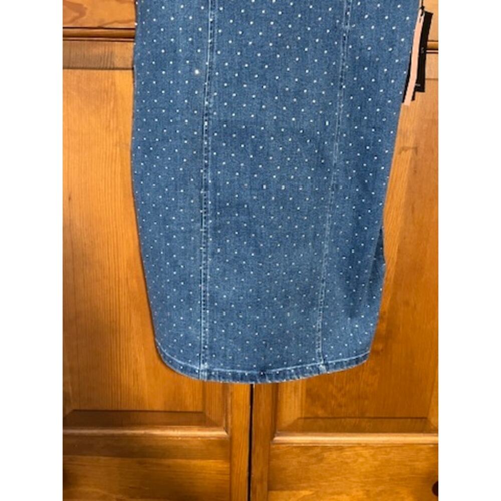 NWT IRIS Women's Denim Rhinestone Bustier Mini Dress Blue Glam Party Y2K Size M - Picture 4 of 11